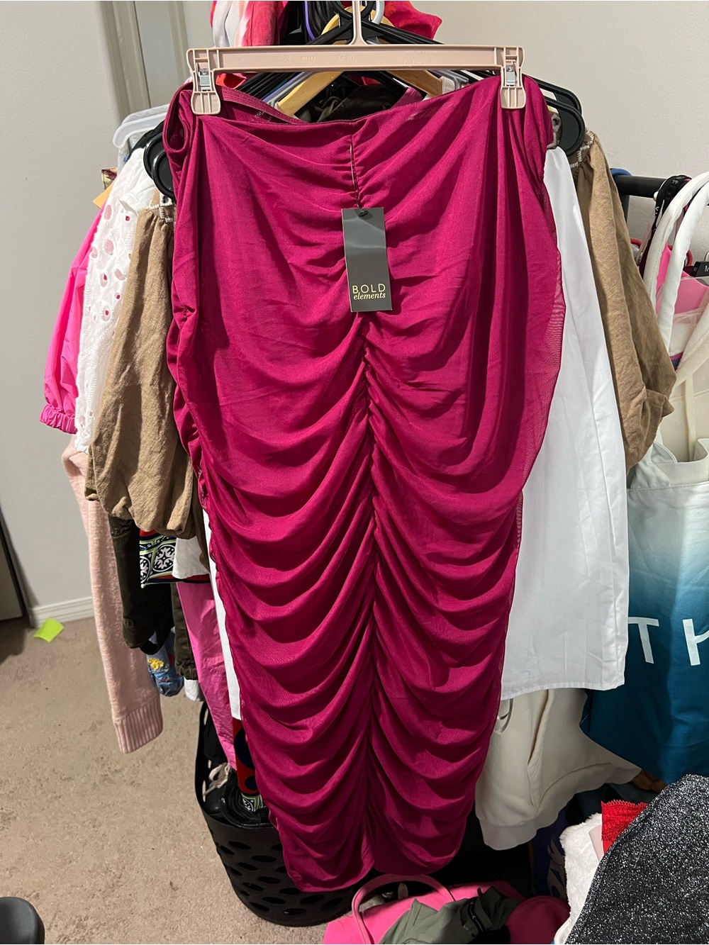 BOLD elements Ruched Berry Midi/Maxi  Skirt - Picture 7 of 12